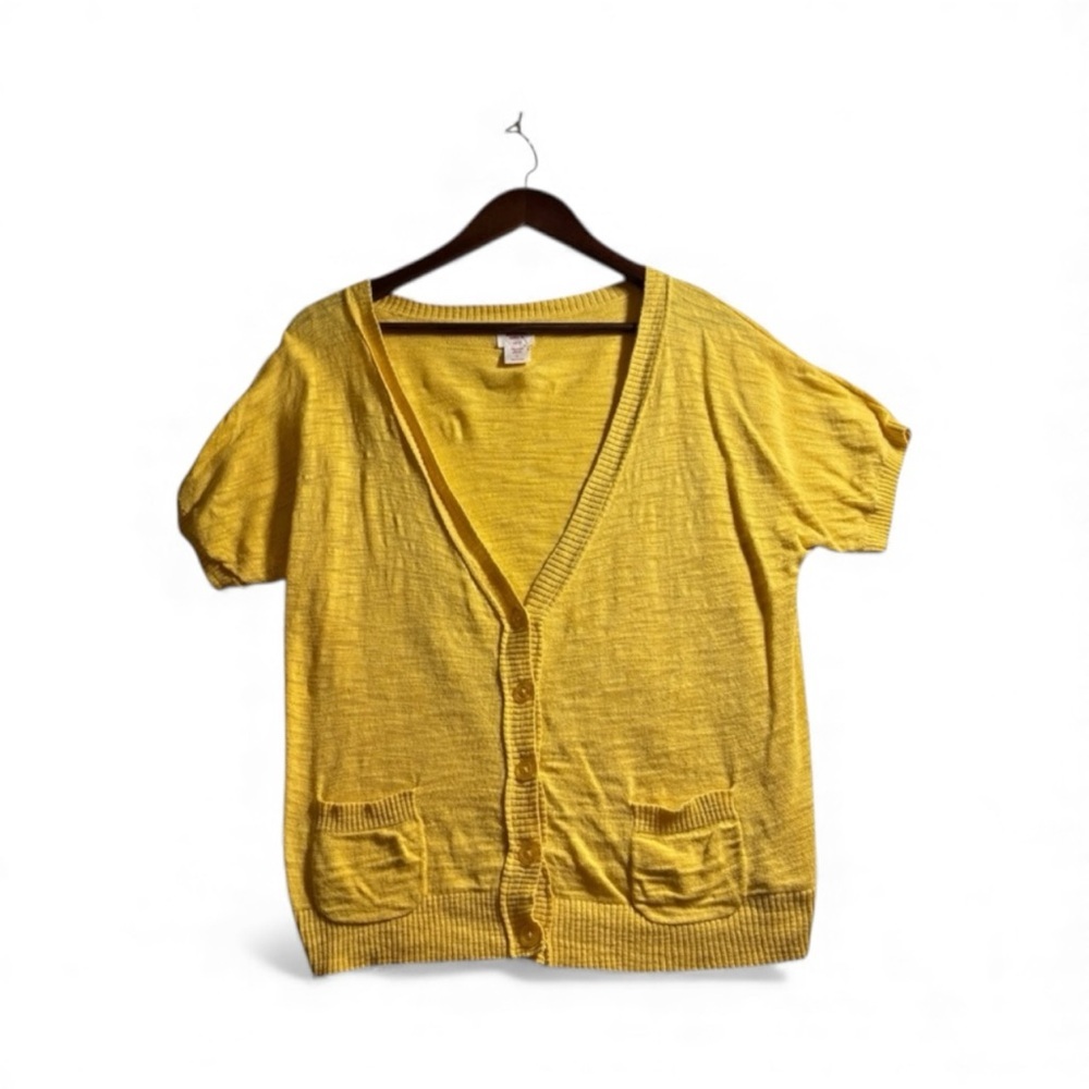 Mossimo Supply Co. Women’s Vibrant Yellow Knit Cardigan Short Sleeve Size Large